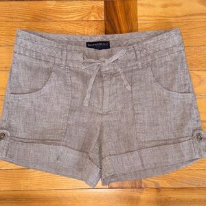Banana Republic Linen Blend Utility Shorts 6 Brown Roll Cuff Tie Waist